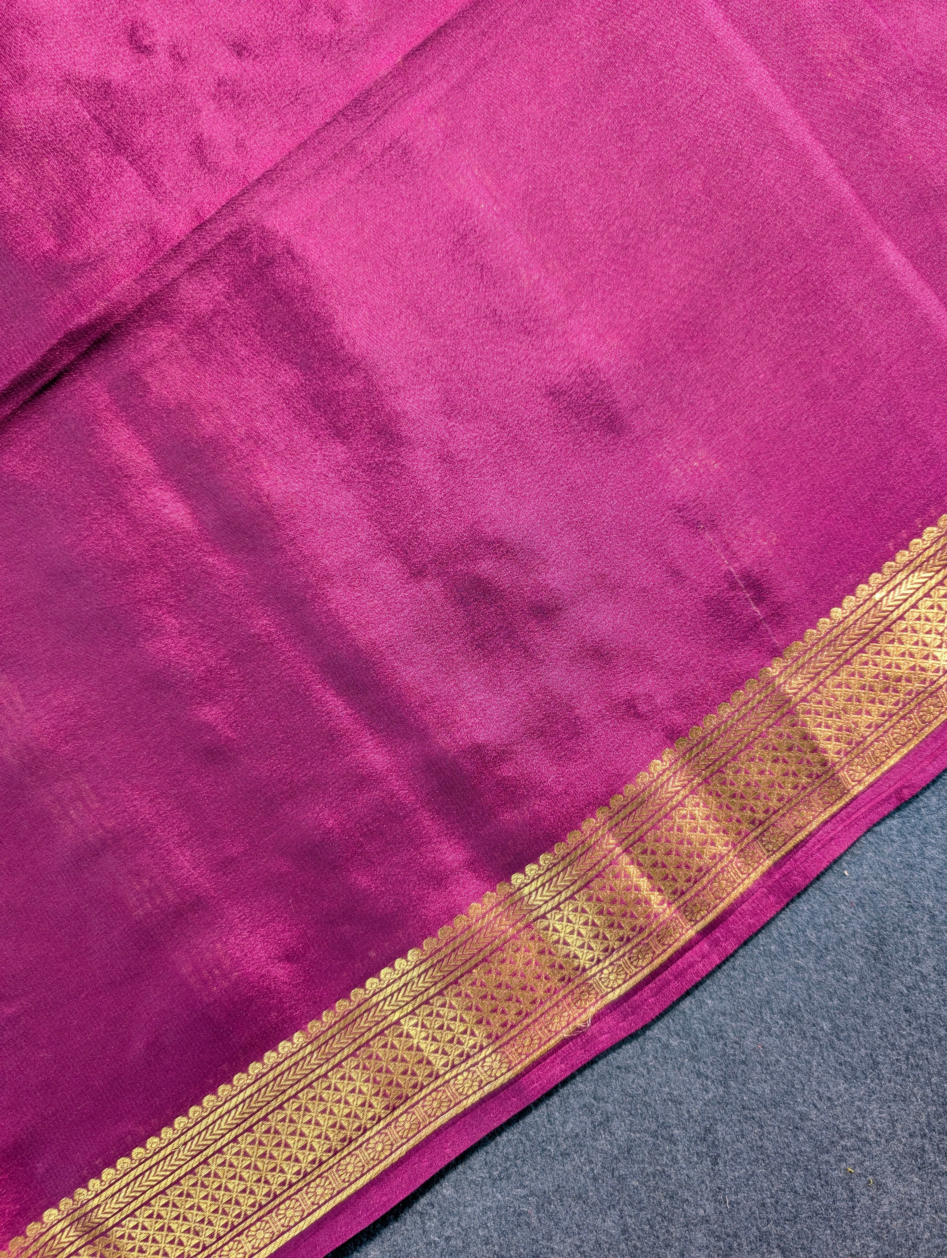 Pure Mysore Silk Crepe - Pastel Green w/t Purple