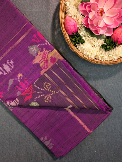 Handloom Raw Silk Patola Saree X Deep Purple