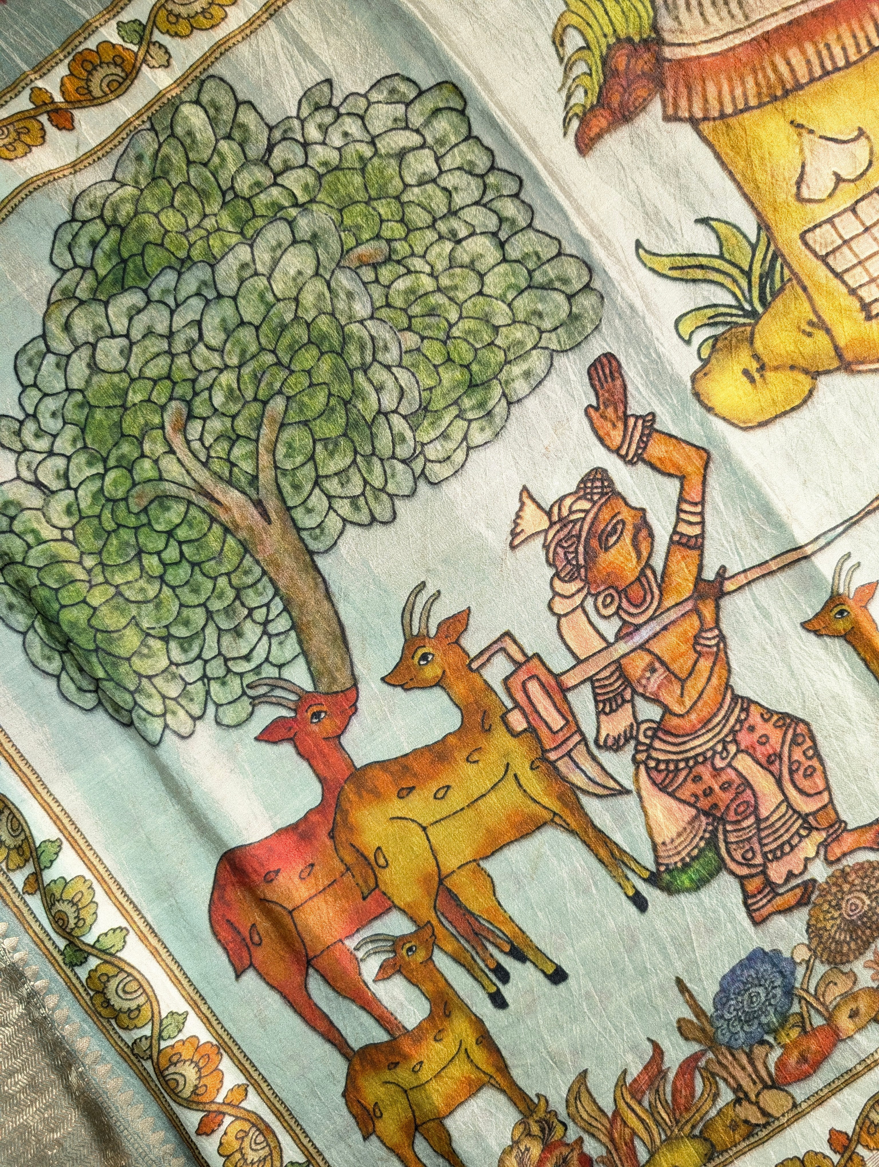 Pure Chiniya Silk X Hand knitted bandhani - Terracota Red