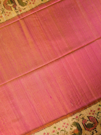 Handloom Raw Silk Patola Saree X Orangish Pink