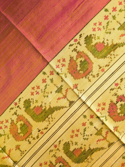 Handloom Raw Silk Patola Saree X Orangish Pink