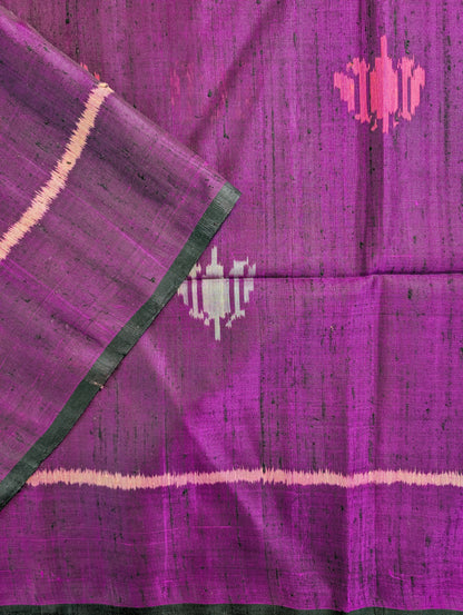 Handloom Raw Silk Patola Saree X Deep Purple