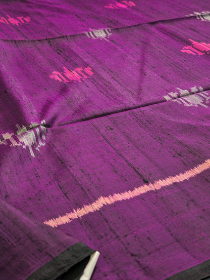 Handloom Raw Silk Patola Saree X Deep Purple