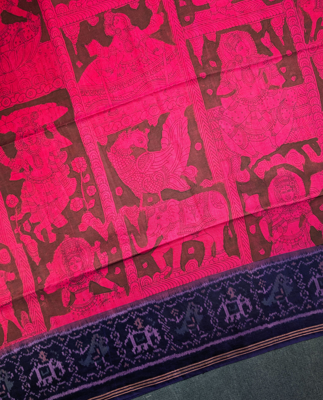 Handloom Pure Silk Patola X Pen Kalamkari