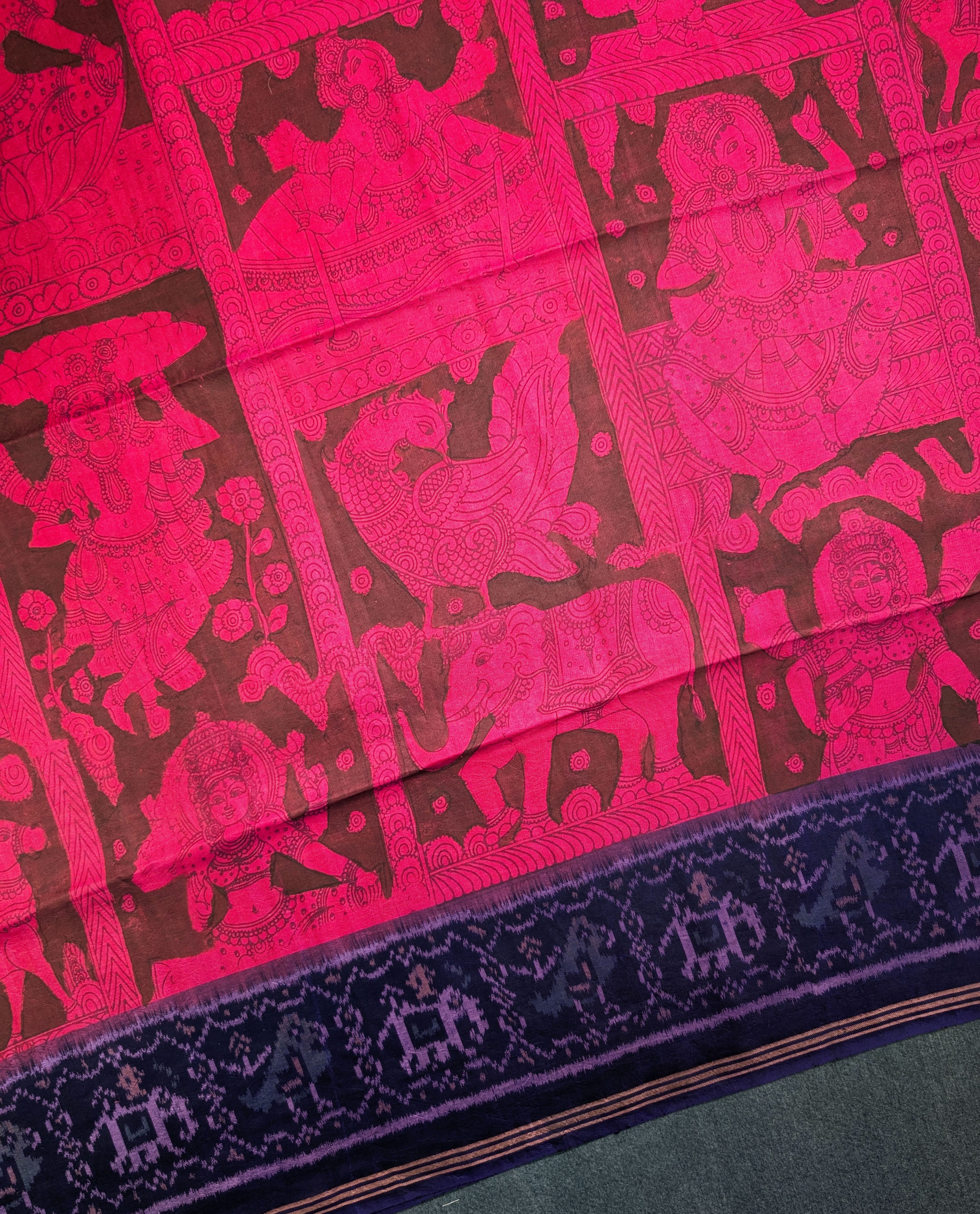 Handloom Pure Silk Patola X Pen Kalamkari