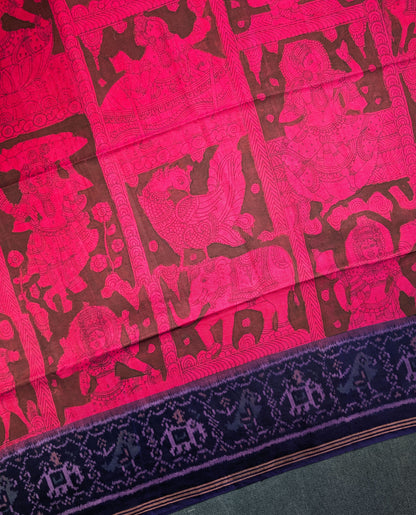Handloom Pure Silk Patola X Pen Kalamkari