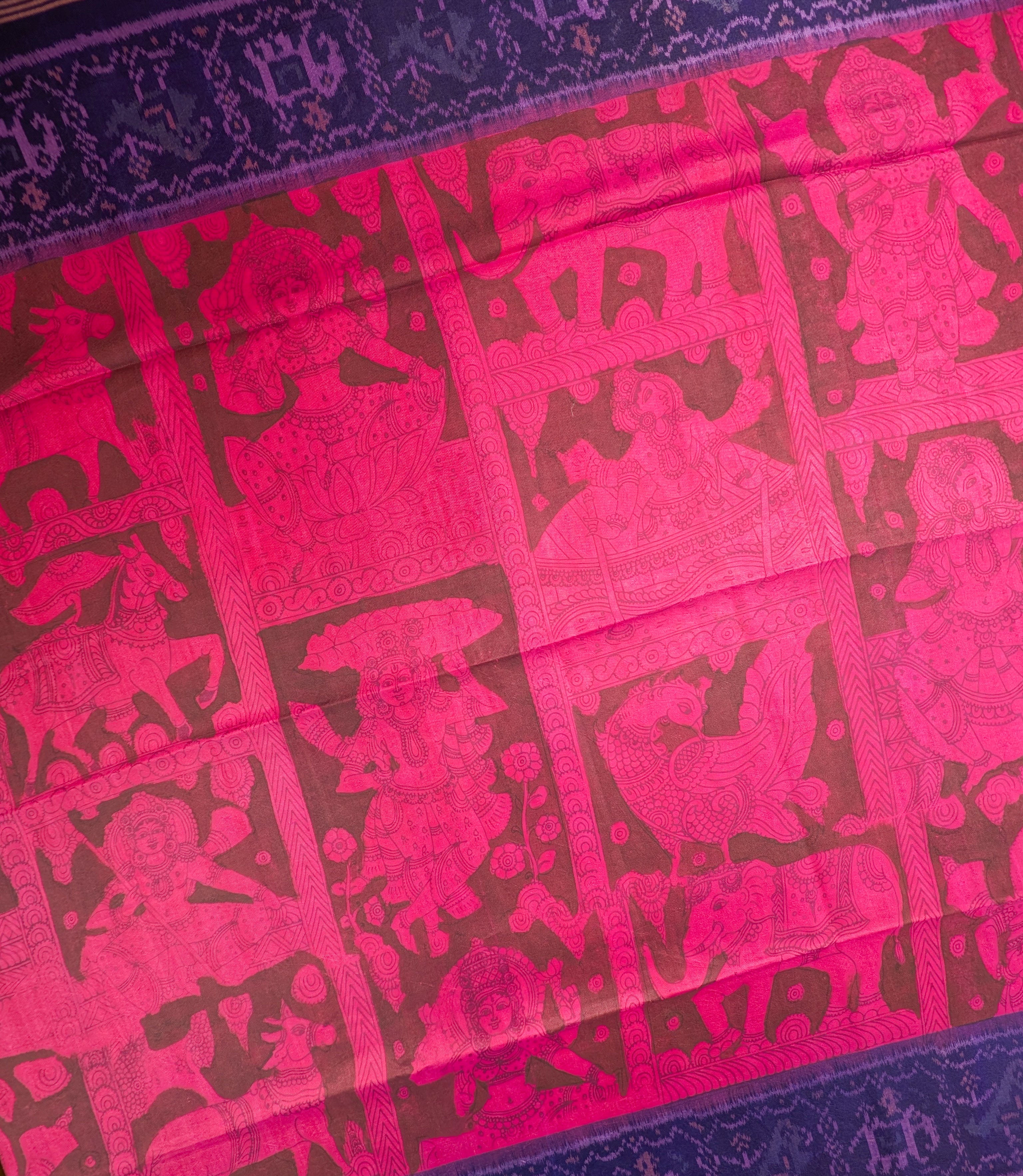 Handloom Pure Silk Patola X Pen Kalamkari