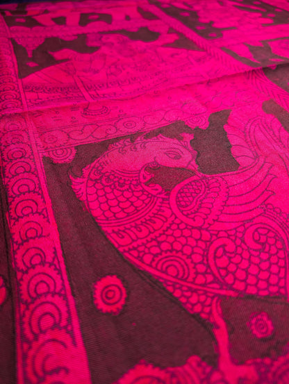 Handloom Pure Silk Patola X Pen Kalamkari