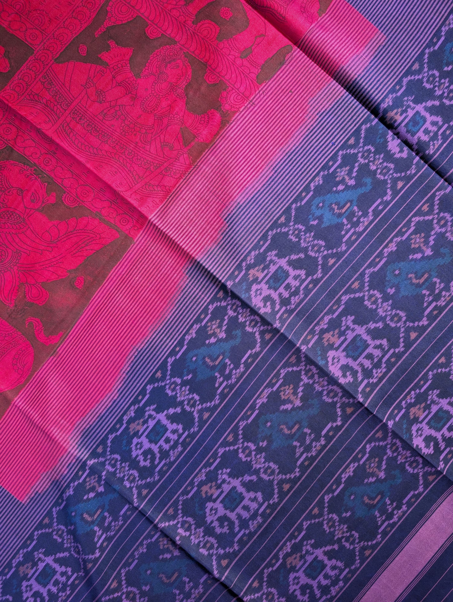 Handloom Pure Silk Patola X Pen Kalamkari