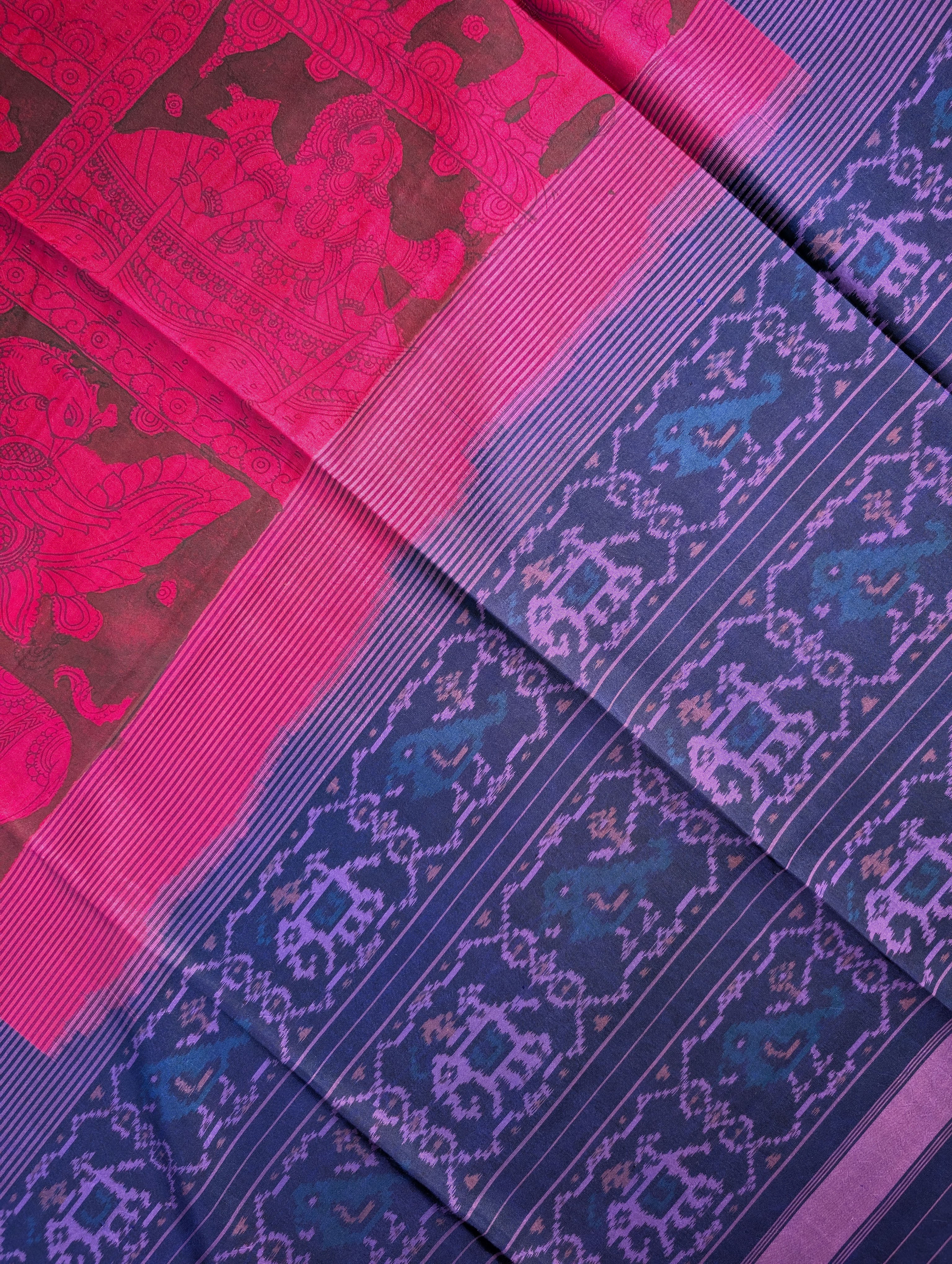 Handloom Pure Silk Patola X Pen Kalamkari