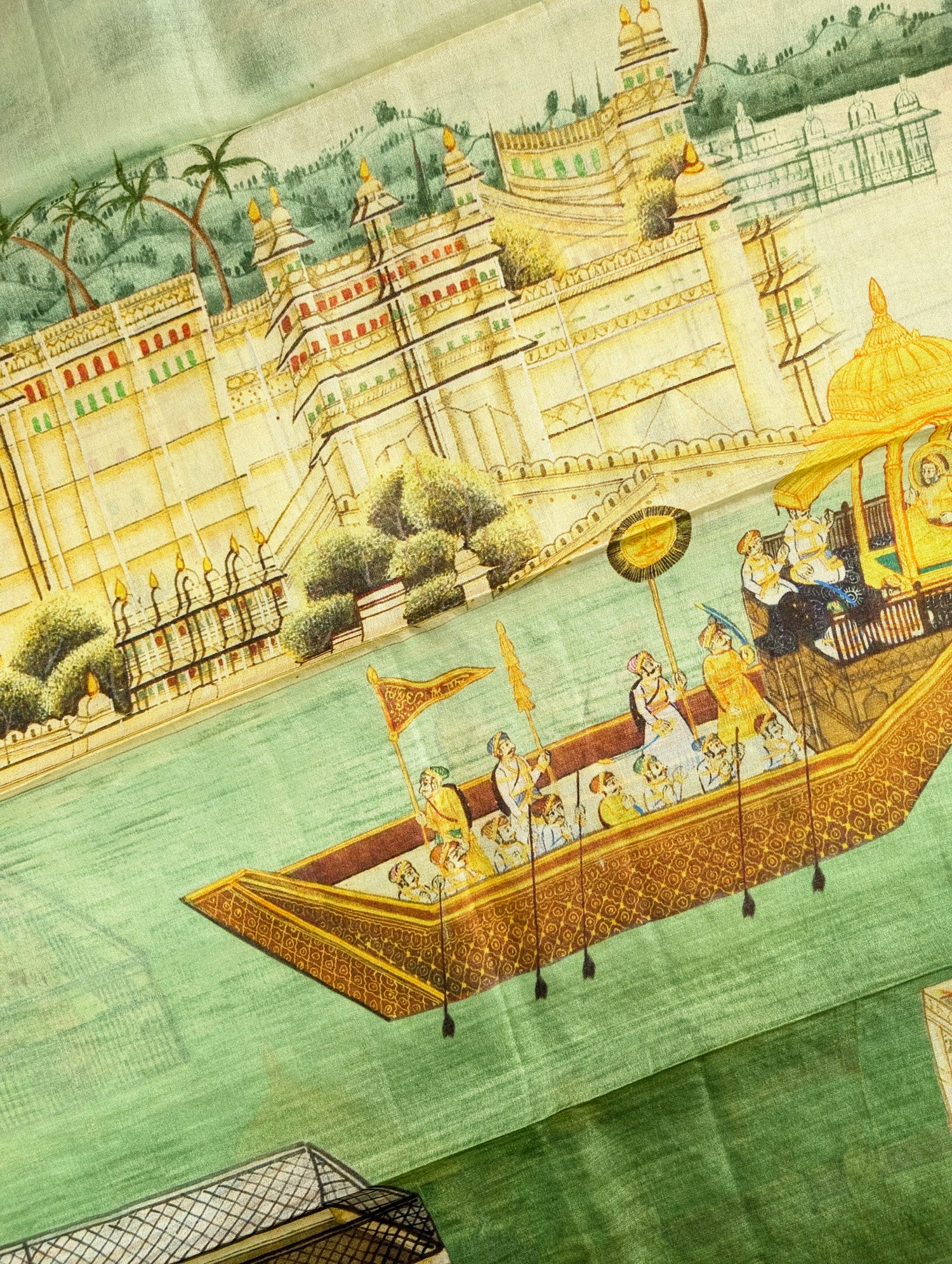 Pure Tussar Silk - Heritage Miniature Art Print in Meadow Green