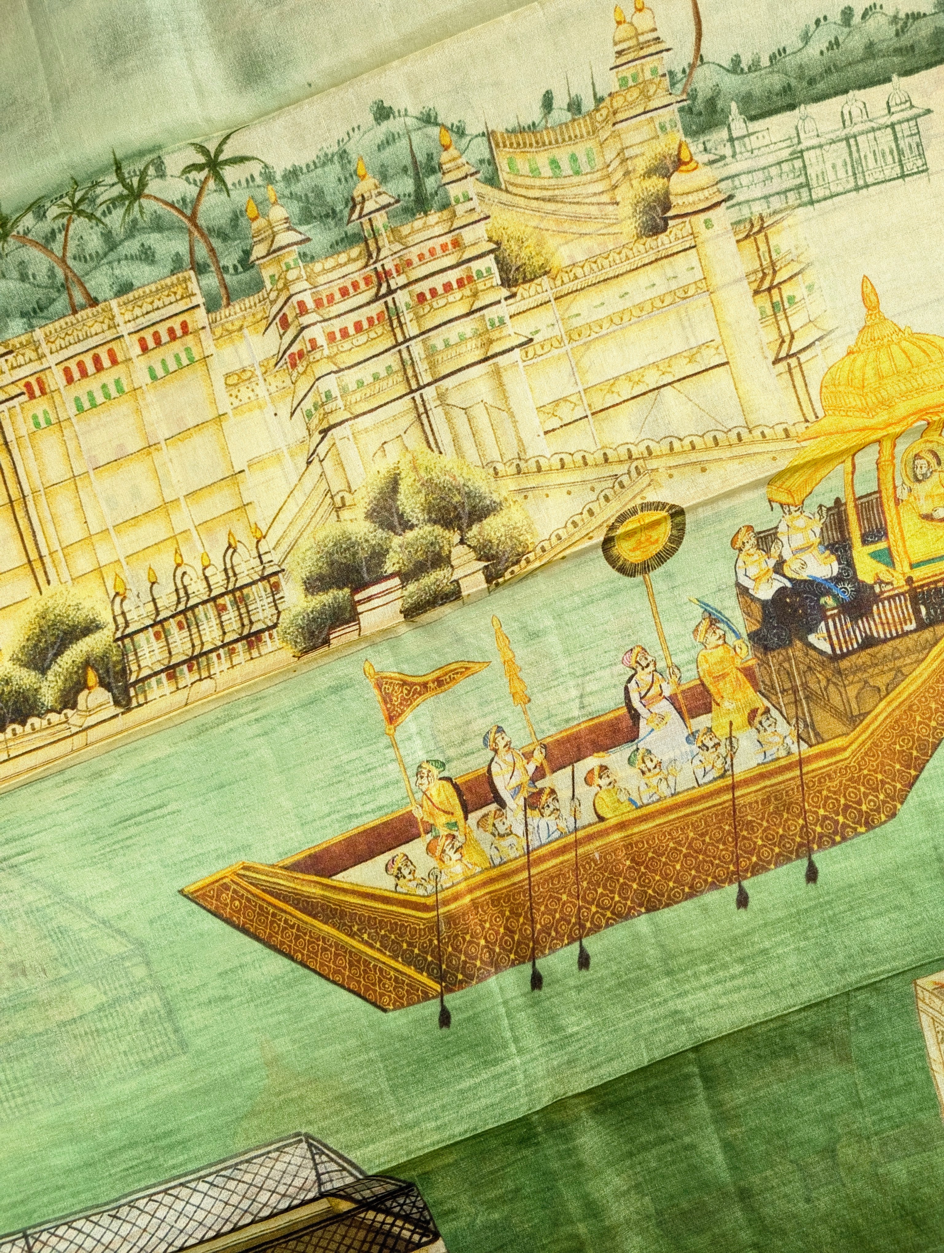 Pure Tussar Silk - Heritage Miniature Art Print in Meadow Green