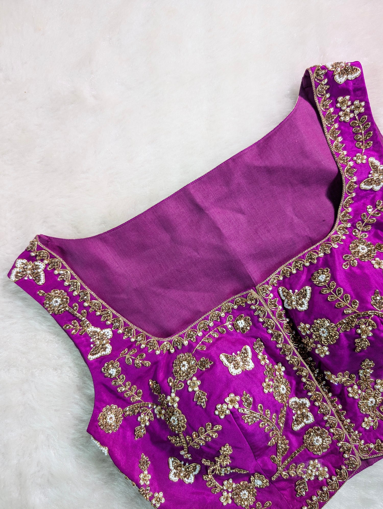 Royal Purple Embroidered Silk Blouse