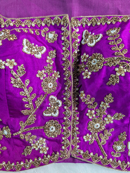 Royal Purple Embroidered Silk Blouse