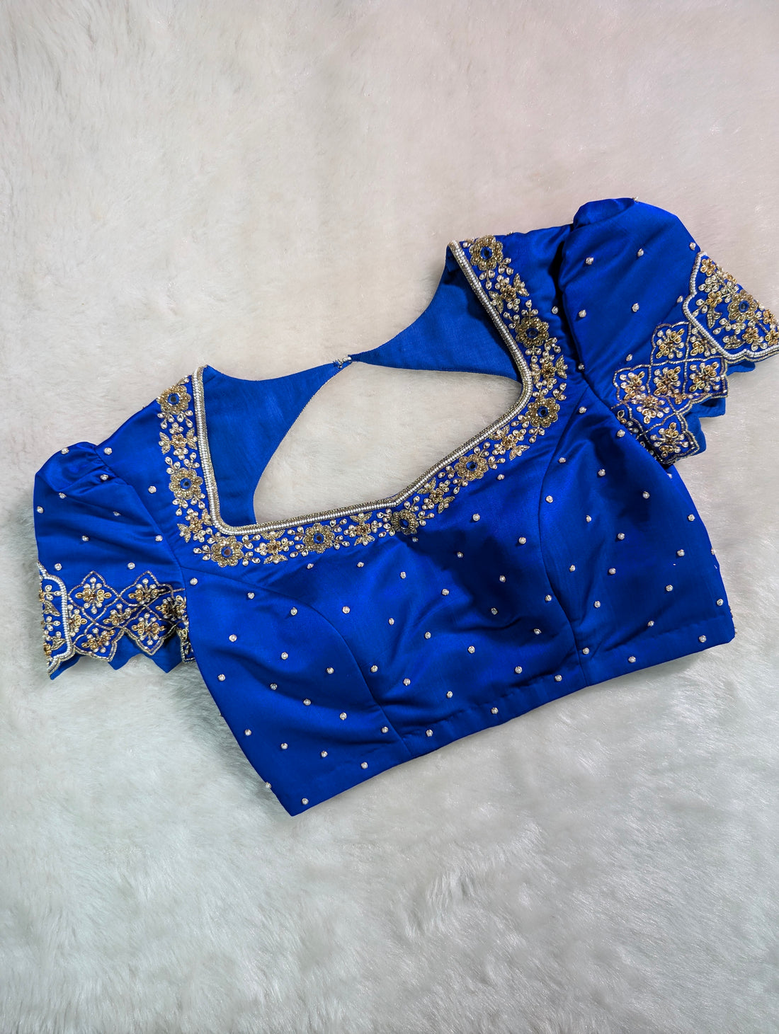 Royal Blue Embroidered Designer Blouse
