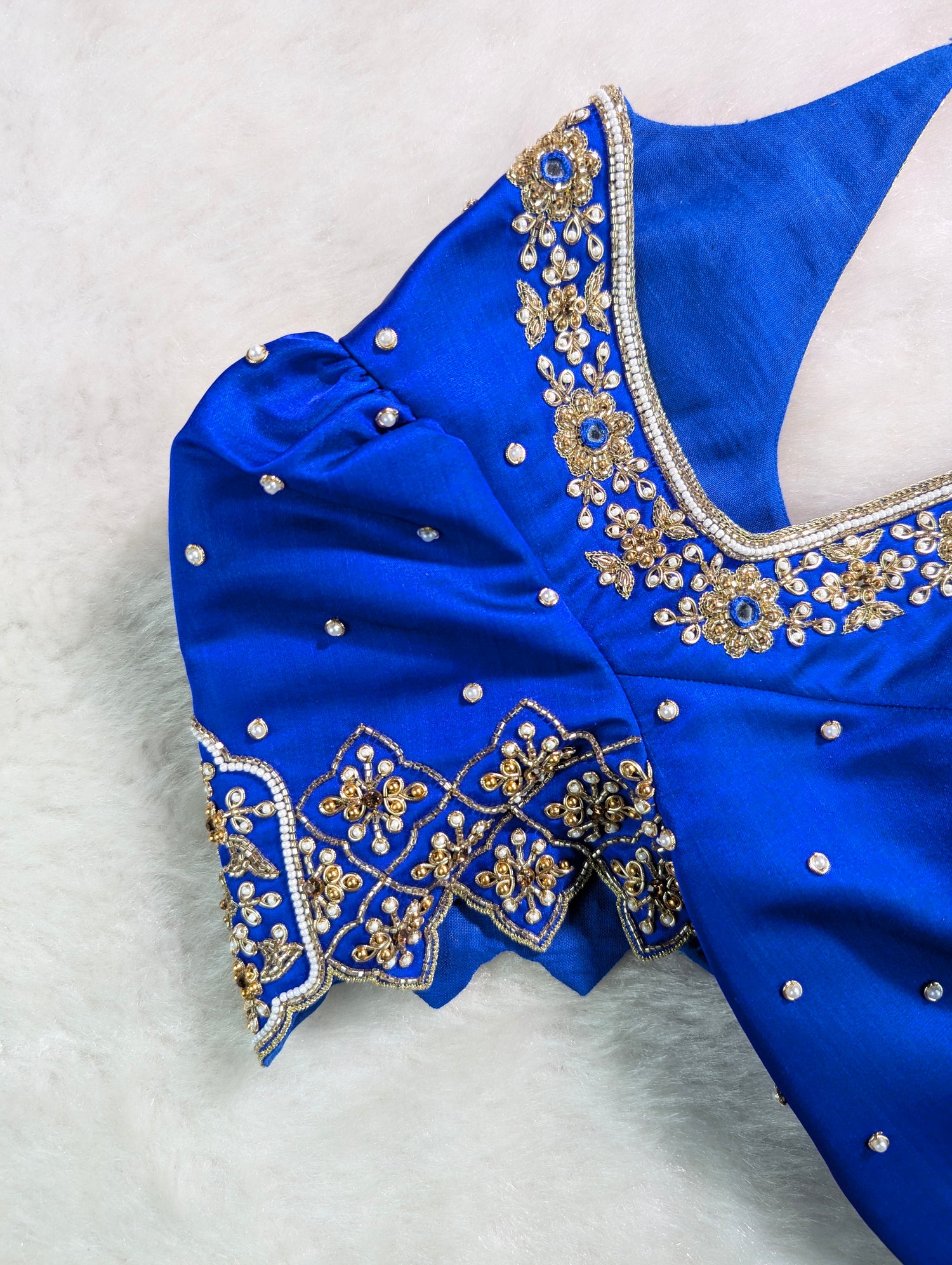Royal Blue Embroidered Designer Blouse