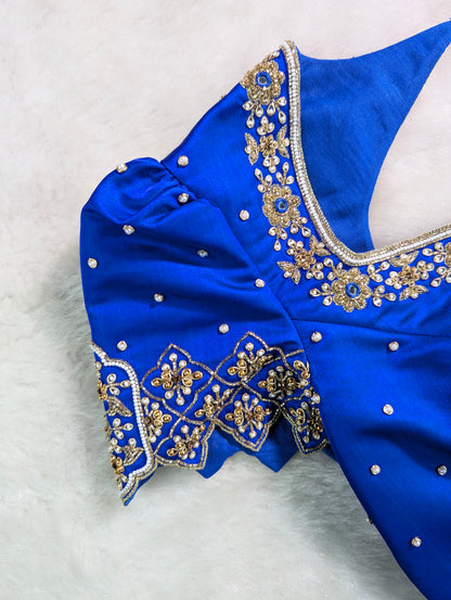 Royal Blue Embroidered Designer Blouse