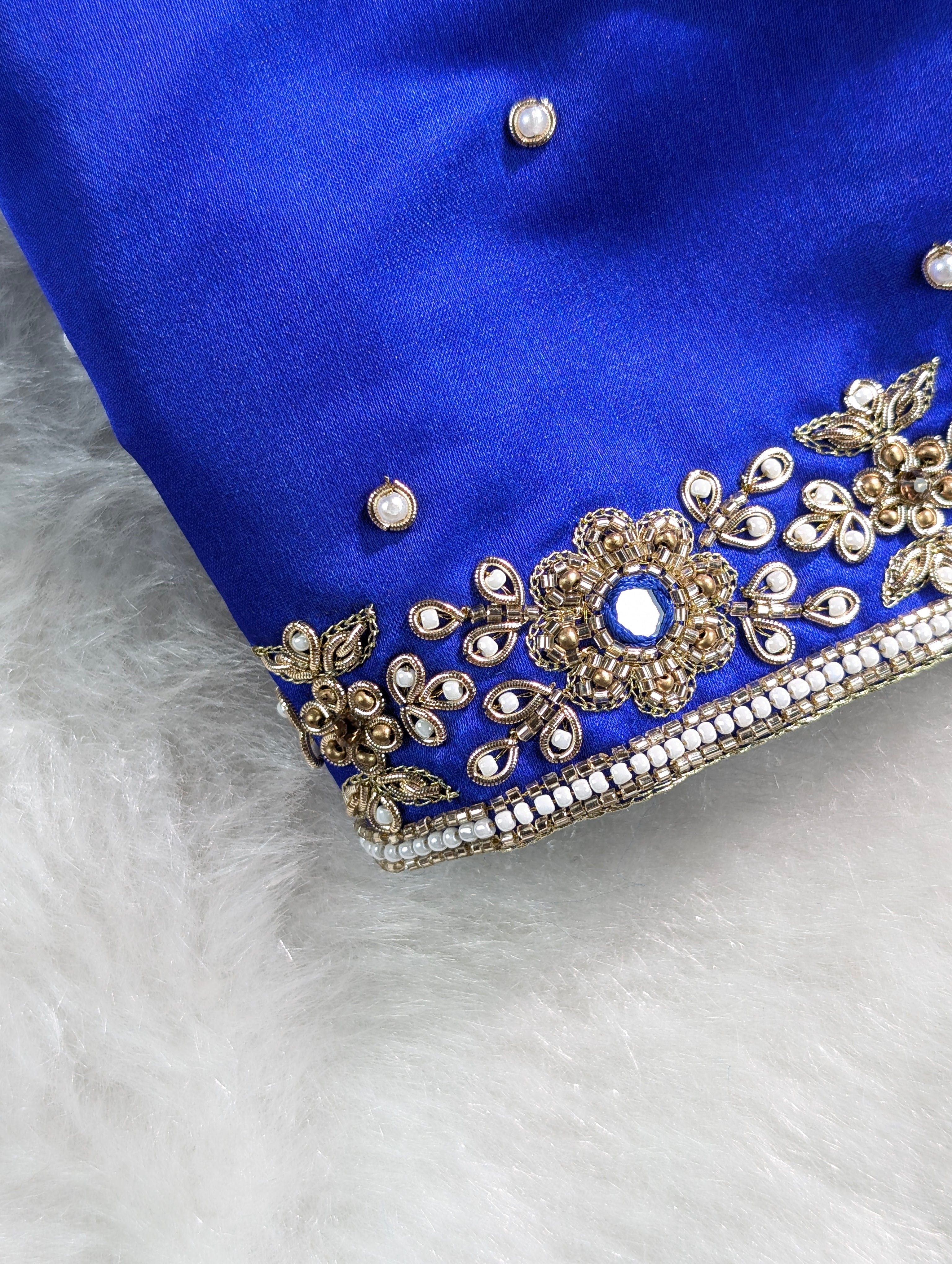 Royal Blue Embroidered Designer Blouse
