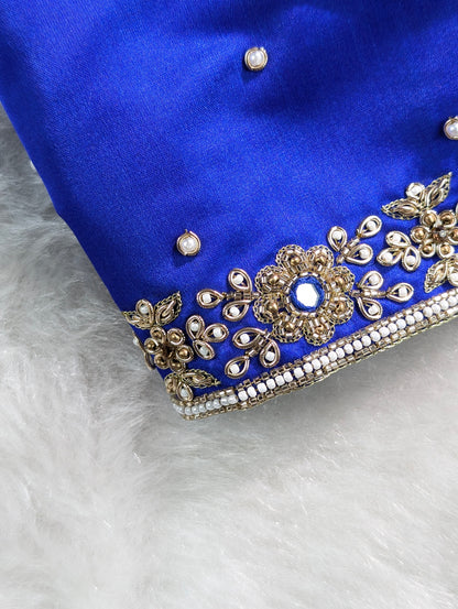 Royal Blue Embroidered Designer Blouse