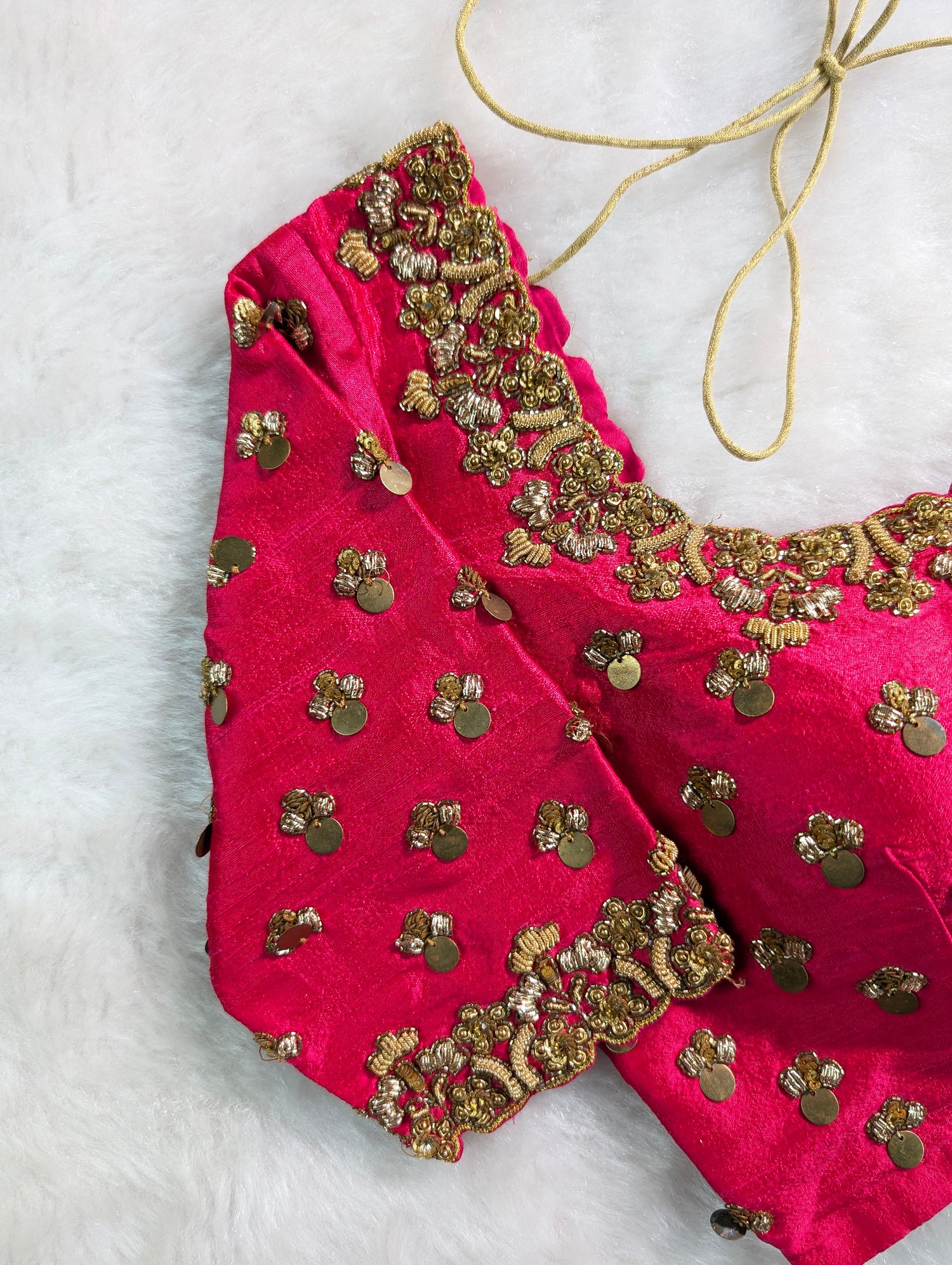 Hot Pink Heavy Hand Embroidered Blouse