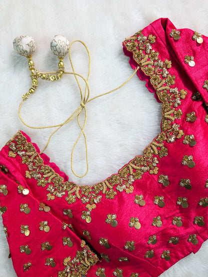 Hot Pink Heavy Hand Embroidered Blouse