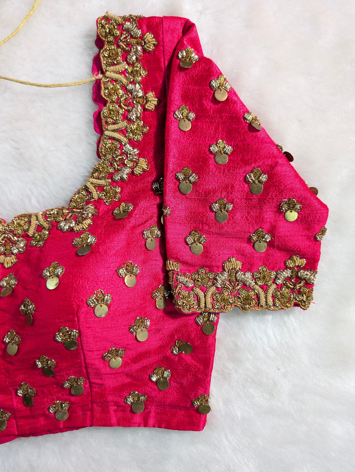 Hot Pink Heavy Hand Embroidered Blouse