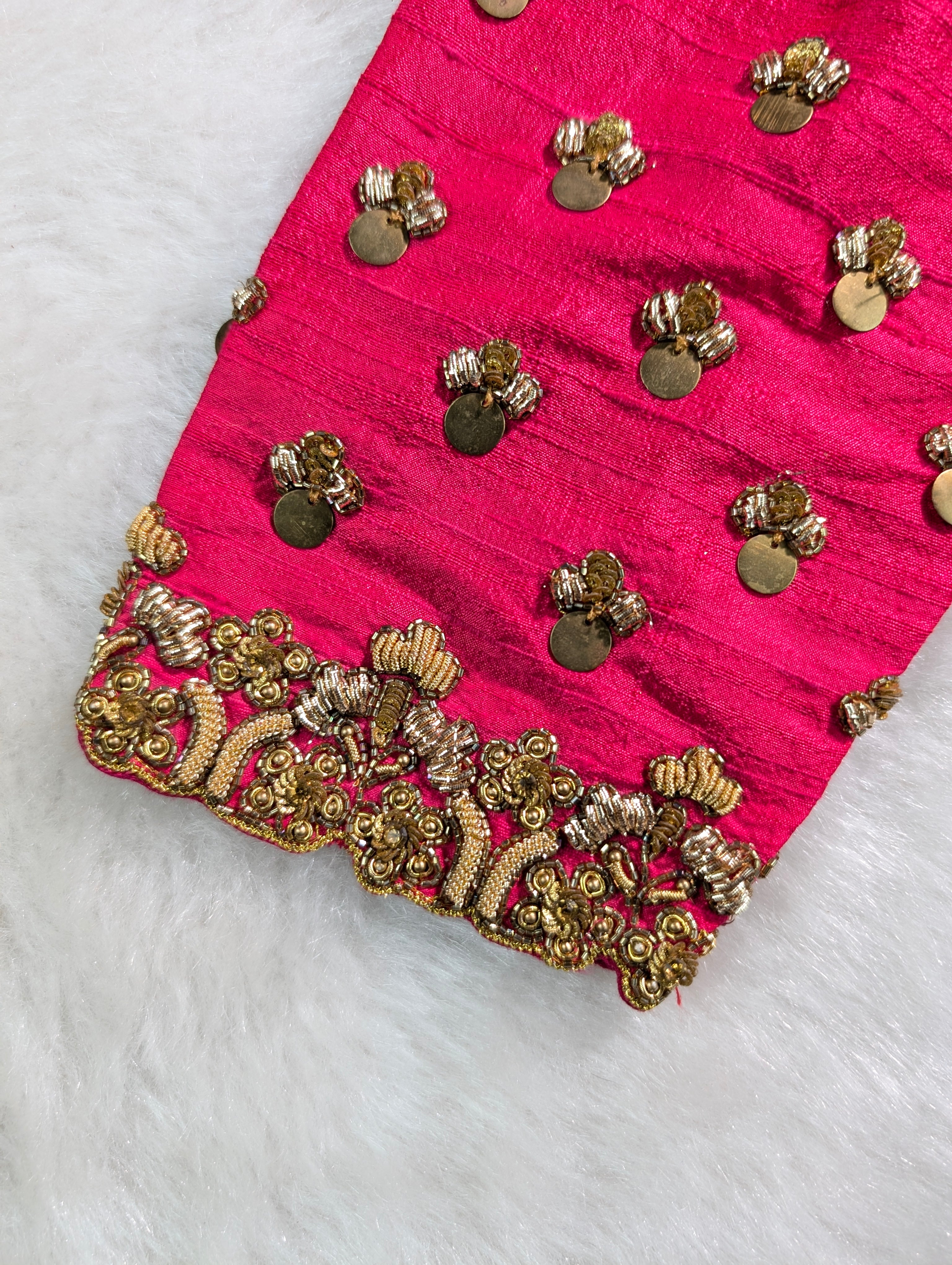 Hot Pink Heavy Hand Embroidered Blouse
