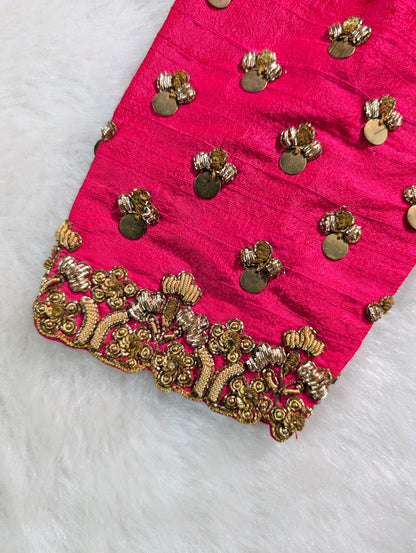 Hot Pink Heavy Hand Embroidered Blouse