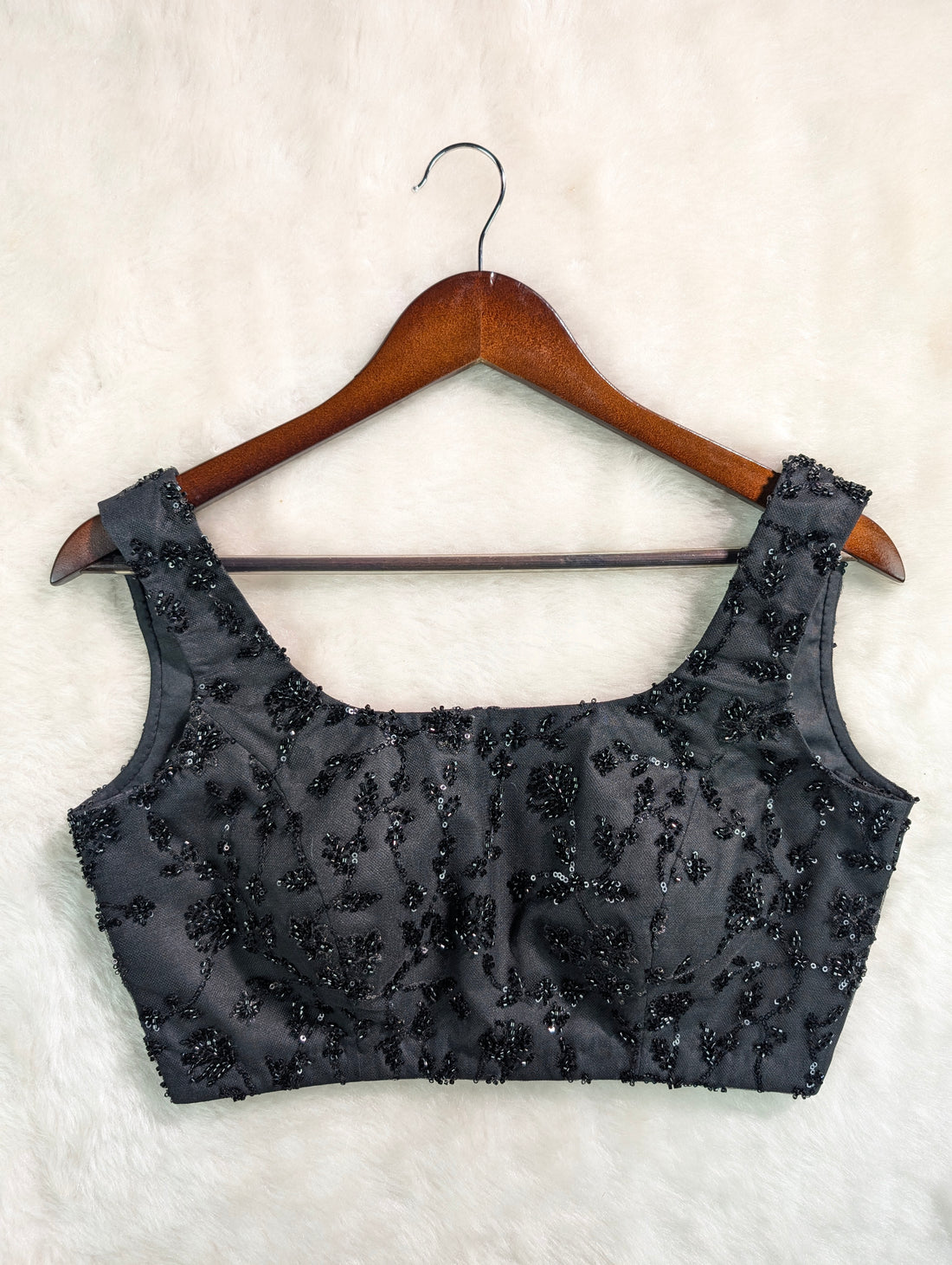 Black Sequin Embroidered Party Wear Blouse