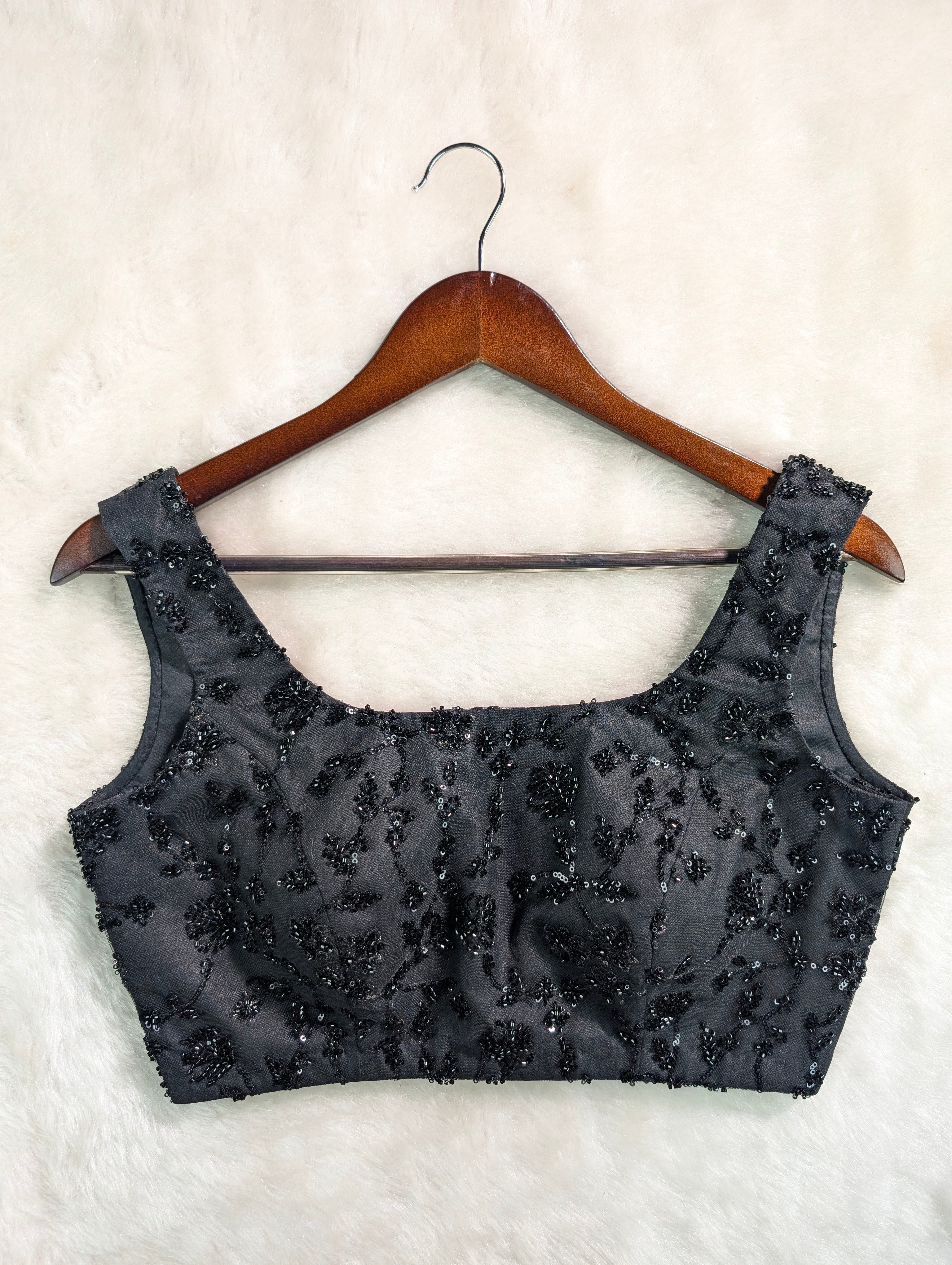 Black Sequin Embroidered Party Wear Blouse