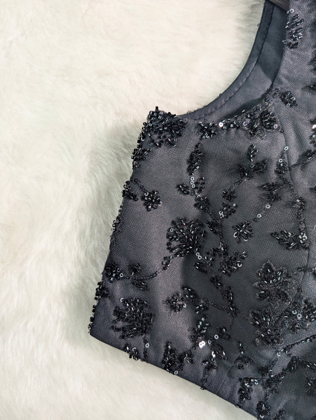Black Sequin Embroidered Party Wear Blouse