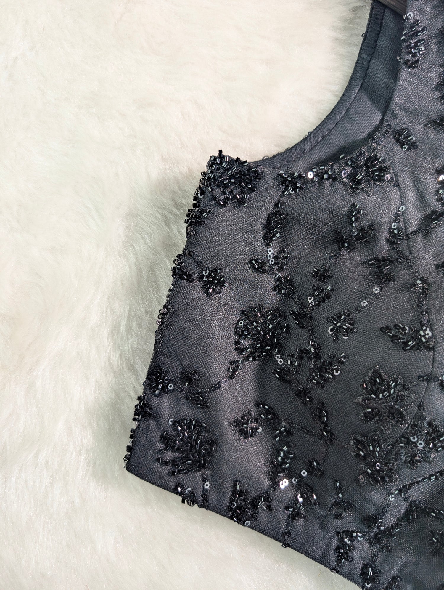 Black Sequin Embroidered Party Wear Blouse