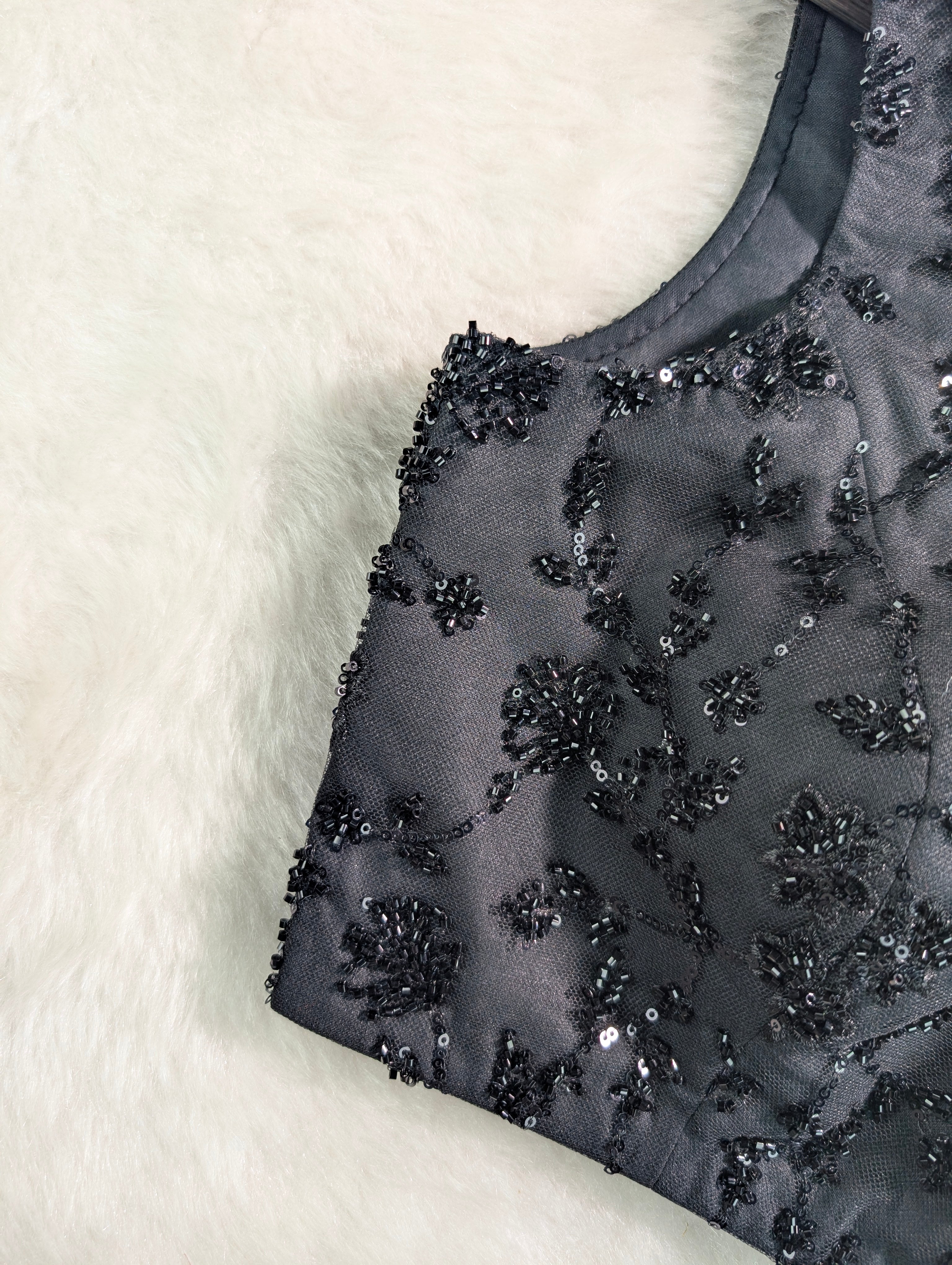 Black Sequin Embroidered Party Wear Blouse