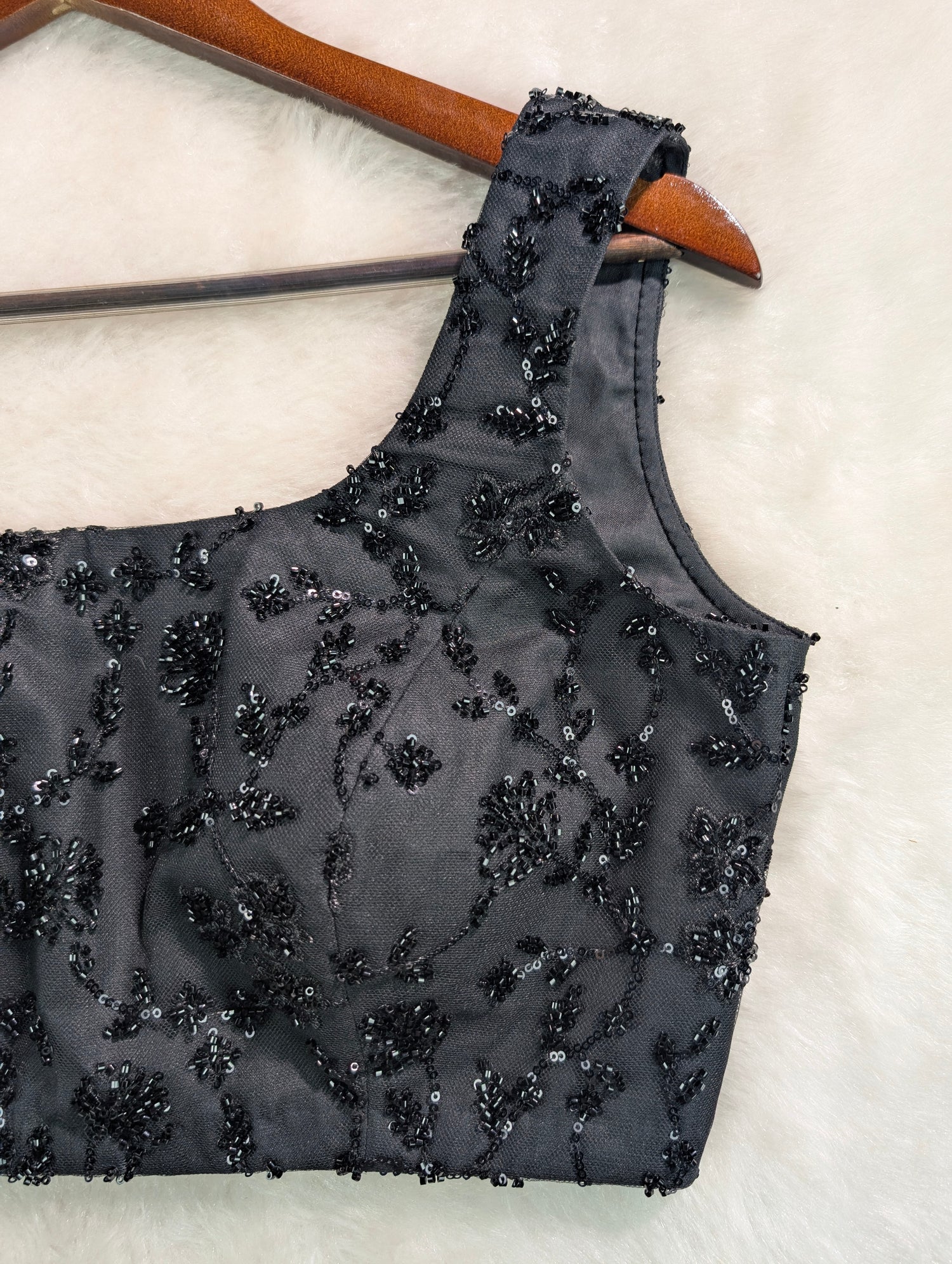 Black Sequin Embroidered Party Wear Blouse