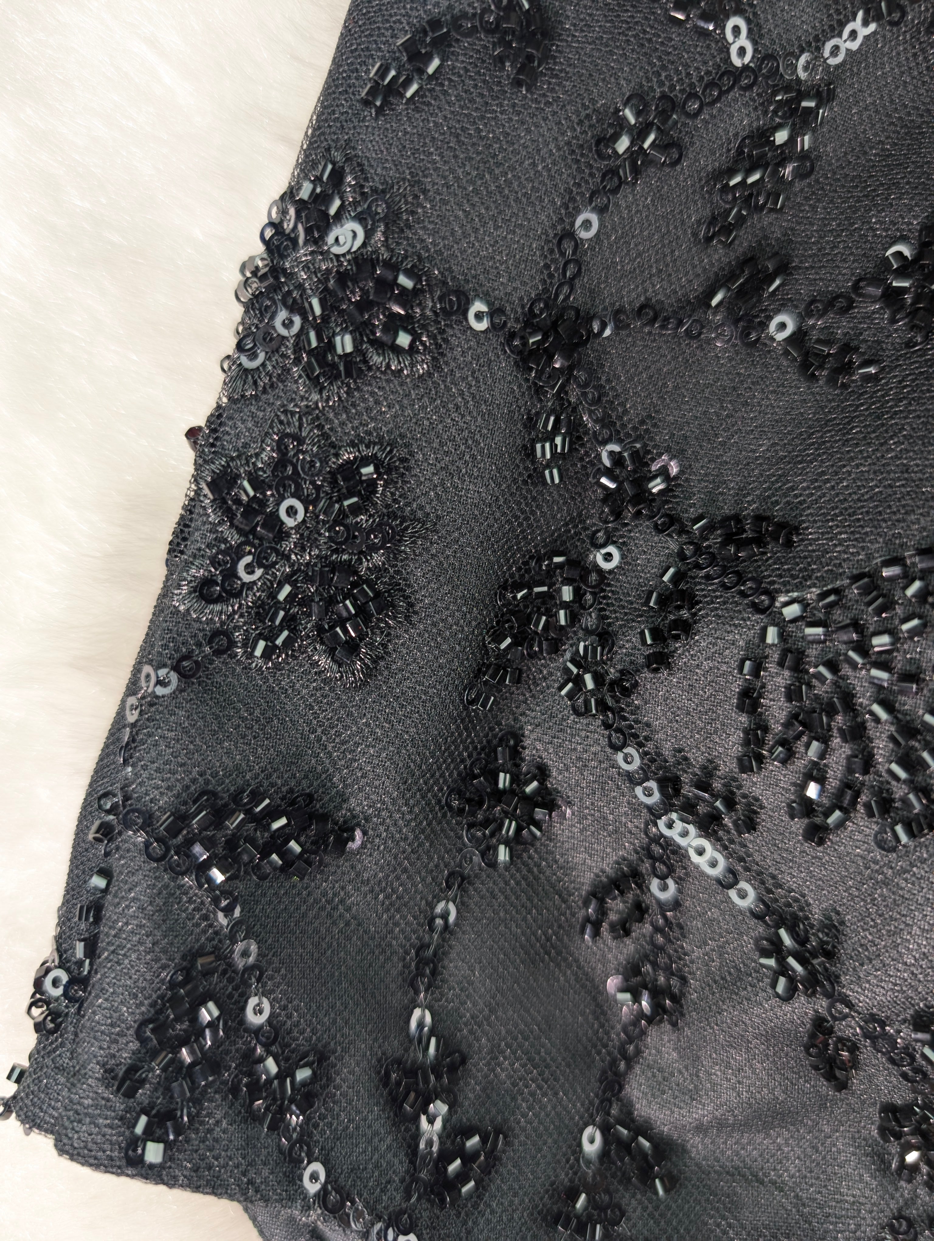 Black Sequin Embroidered Party Wear Blouse