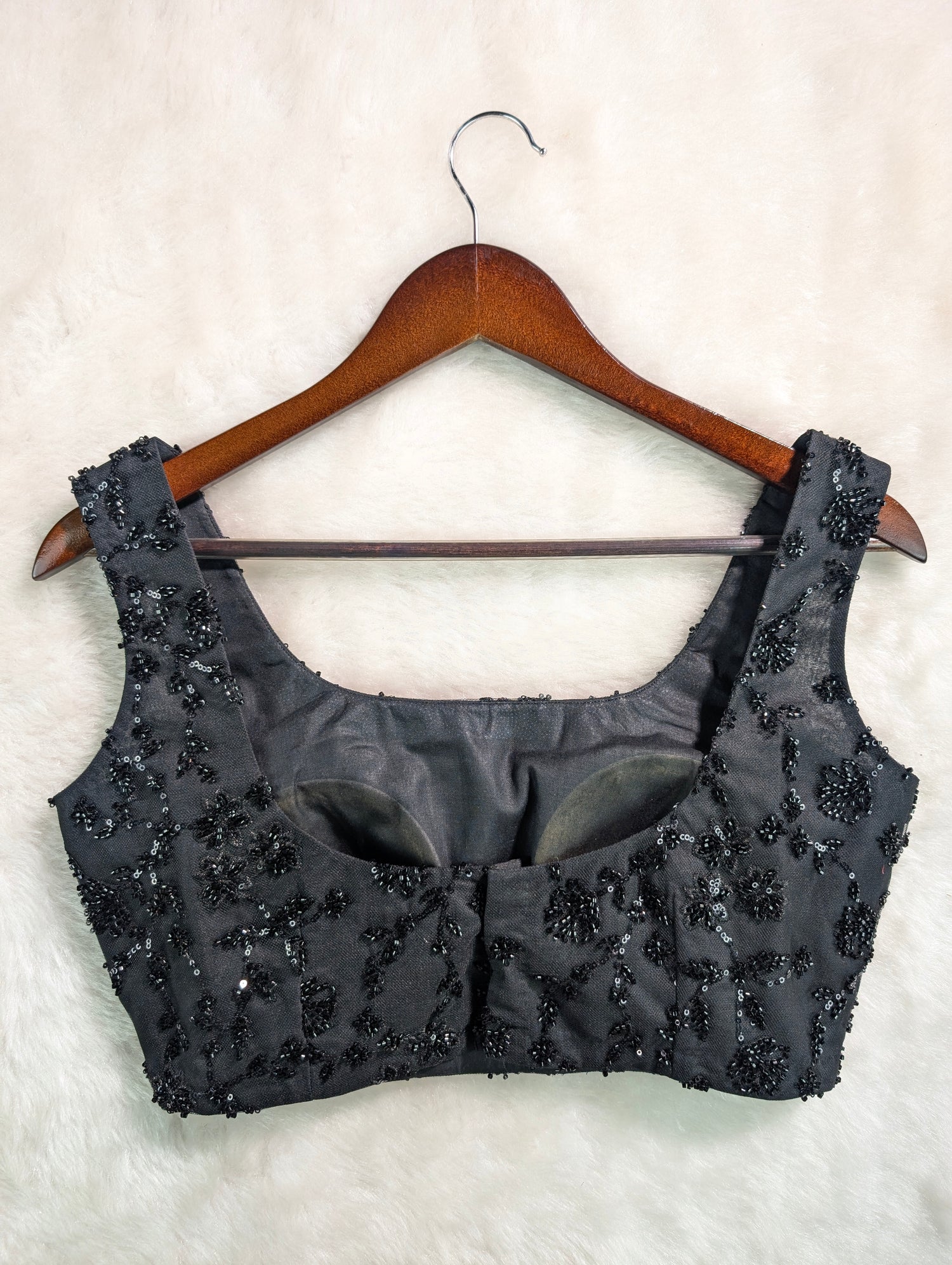 Black Sequin Embroidered Party Wear Blouse