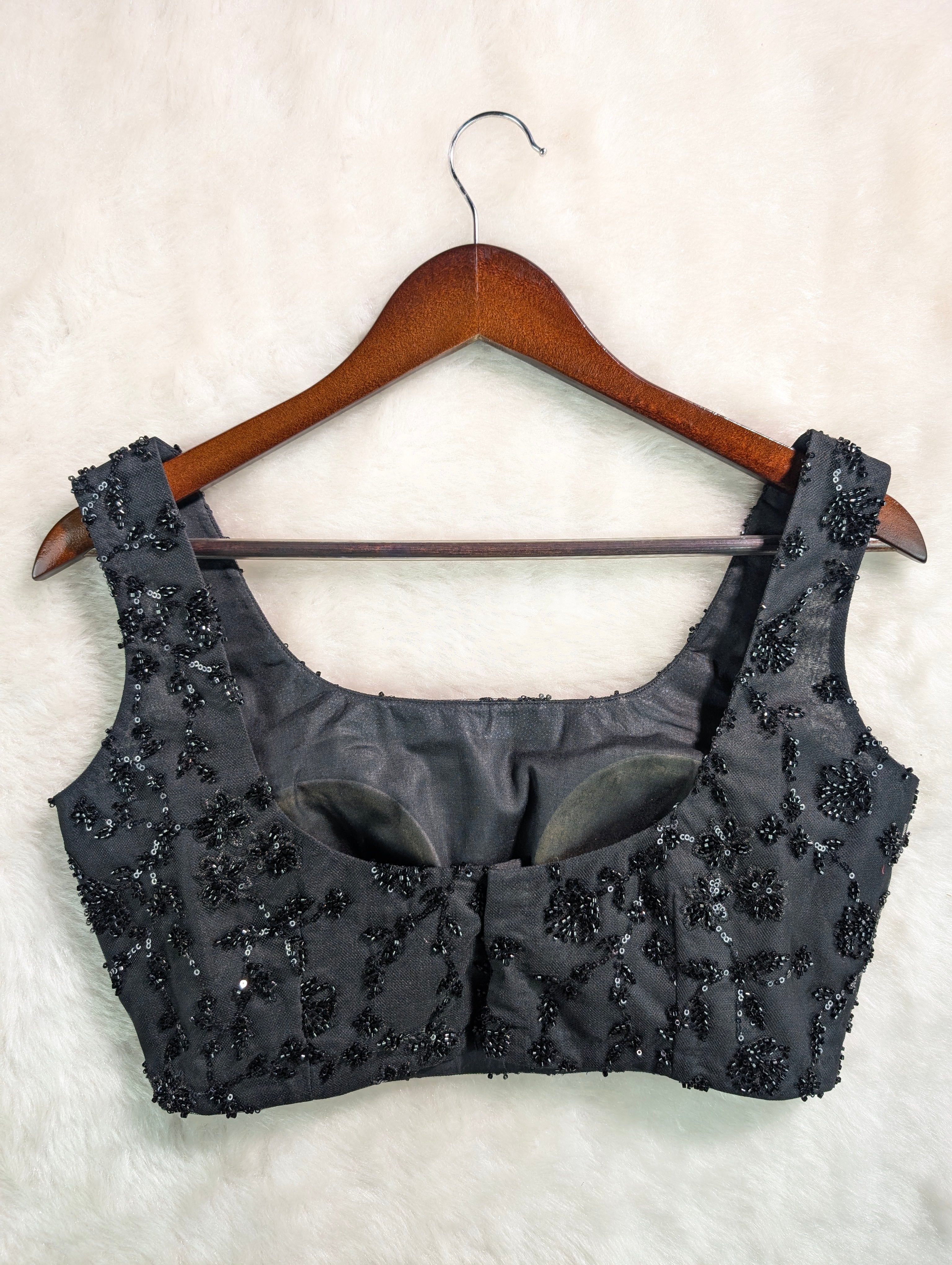 Black Sequin Embroidered Party Wear Blouse