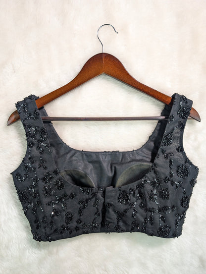 Black Sequin Embroidered Party Wear Blouse