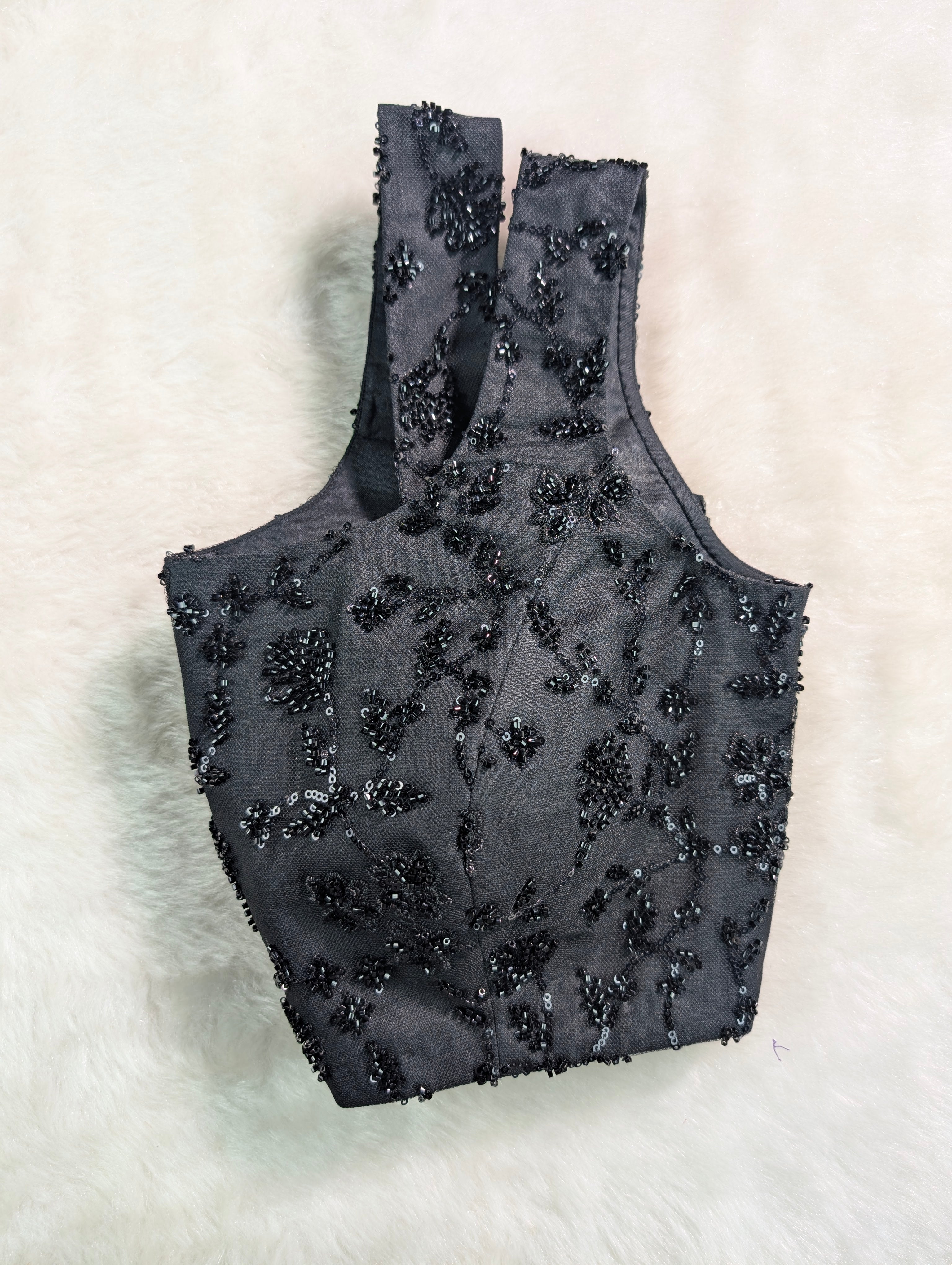 Black Sequin Embroidered Party Wear Blouse