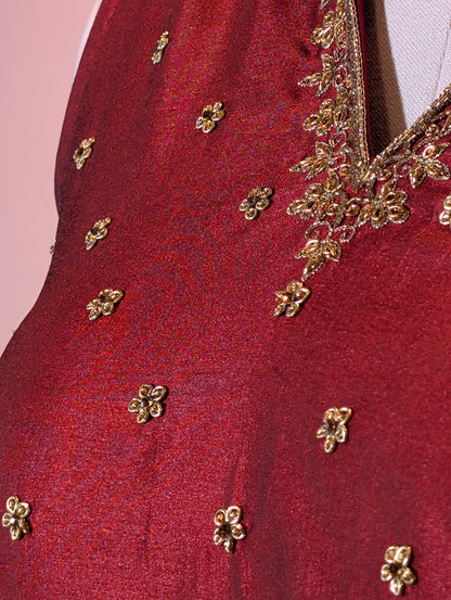Classic Maroon &amp; Black Lehenga Set