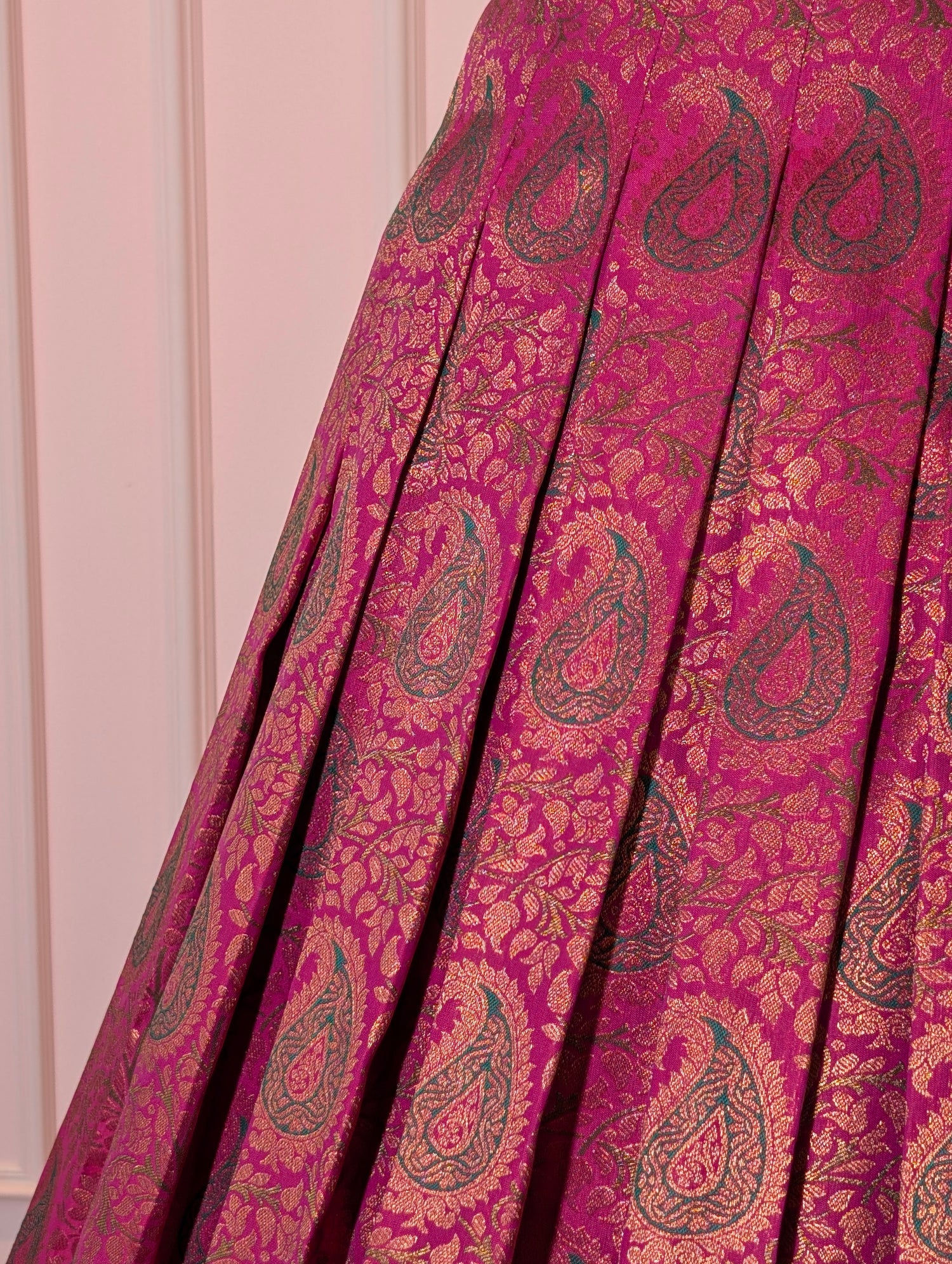 Royal Green &amp; Pink Kanchipuram Lehenga Set