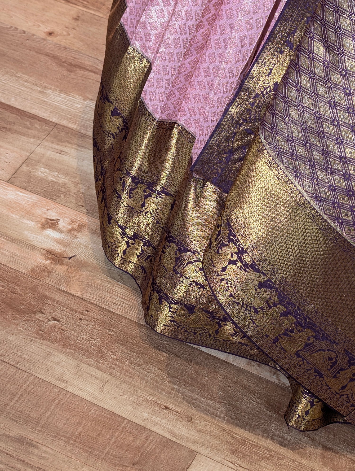 Royal Purple &amp; Lilac Predraped Lehanga Set