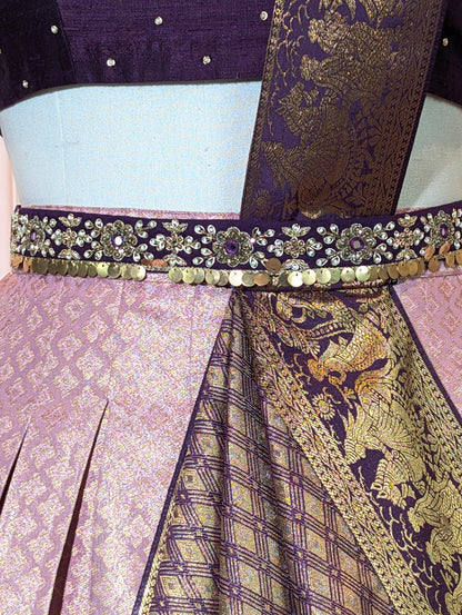 Royal Purple &amp; Lilac Predraped Lehanga Set