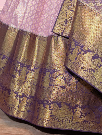 Royal Purple &amp; Lilac Predraped Lehanga Set