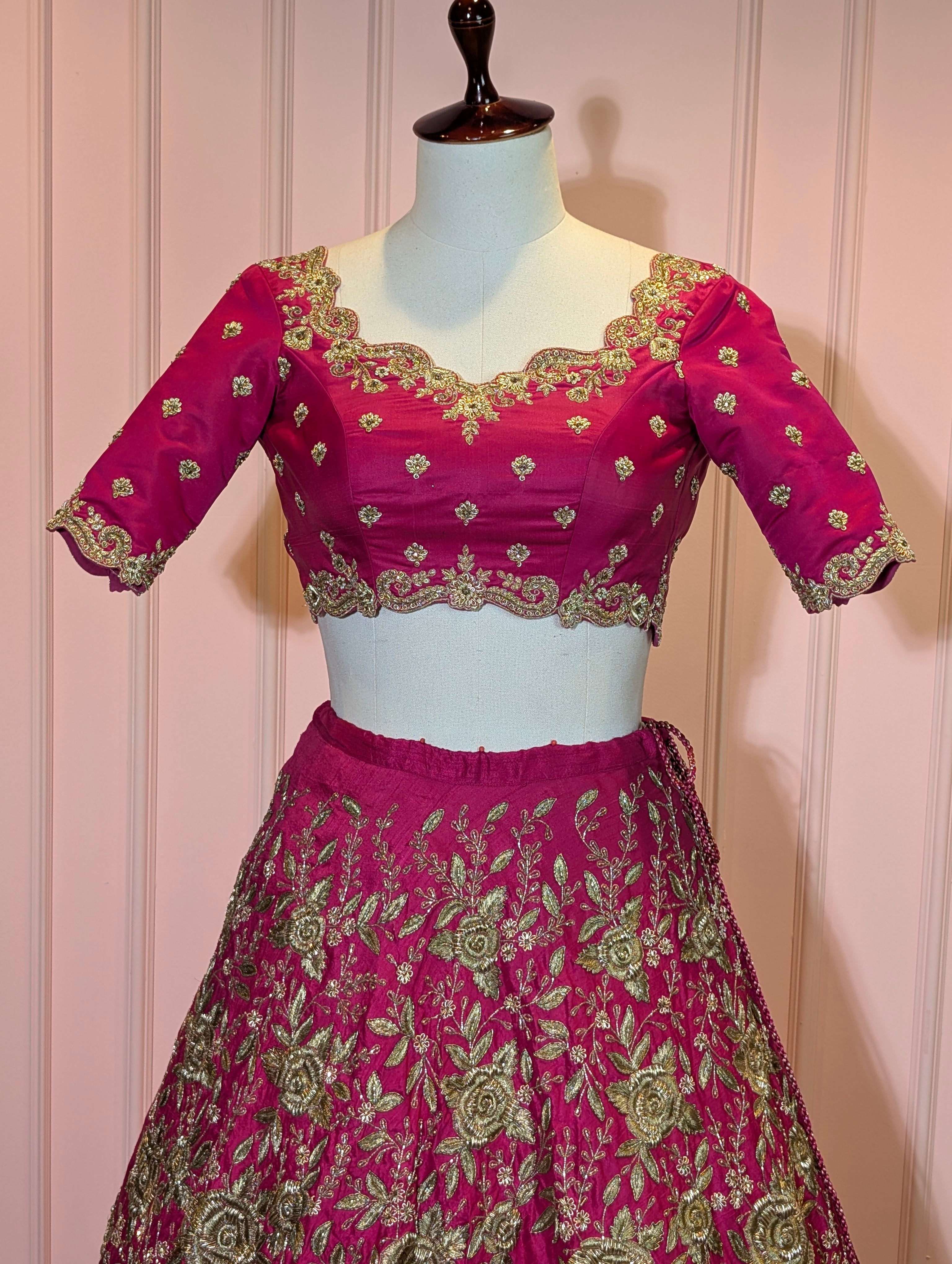 Heavy Hand Embroidered Lehanga Set - Pink