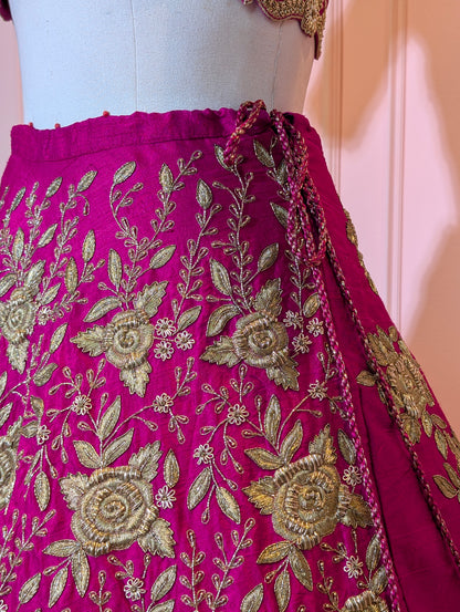 Heavy Hand Embroidered Lehanga Set - Pink