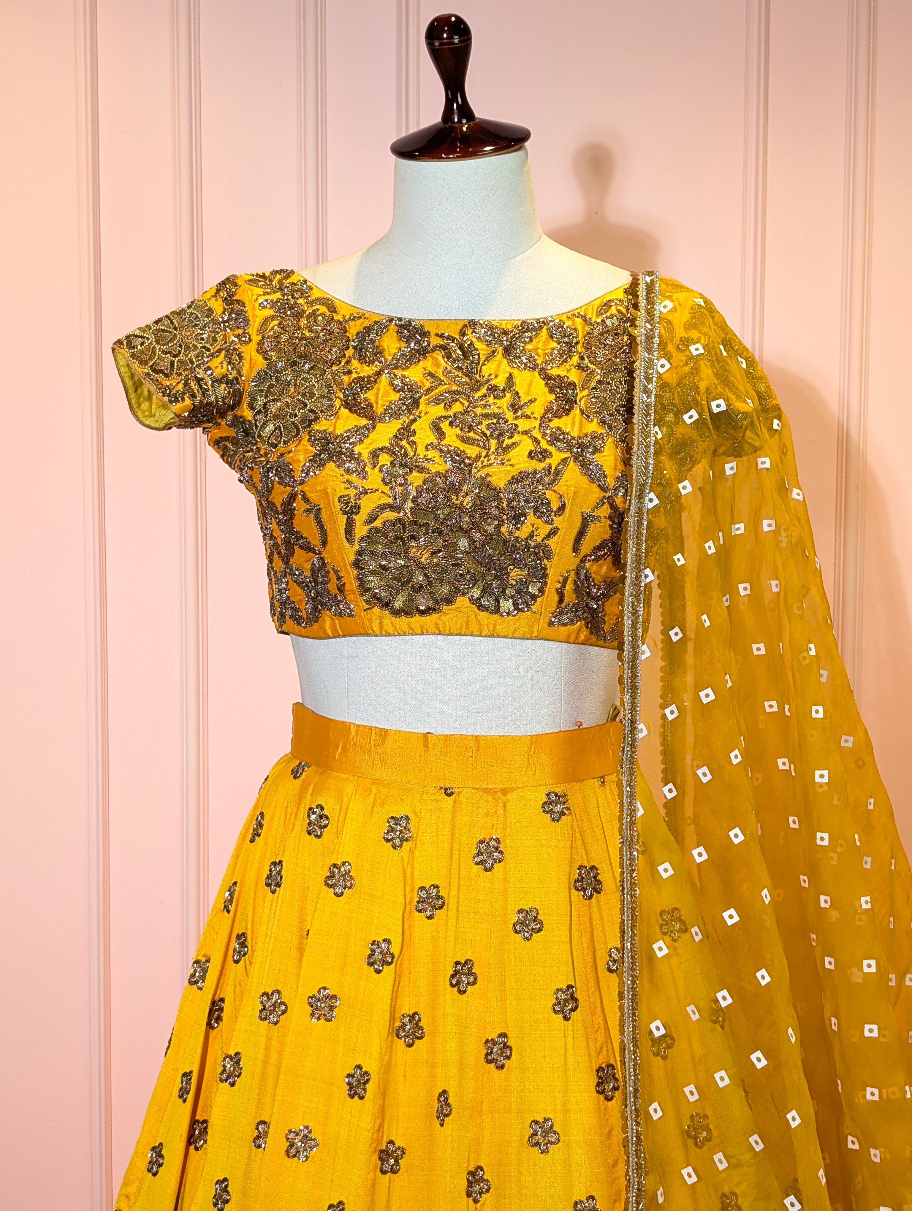 Heavy Hand Embroidered Lehanga Set - Sunshine Yellow