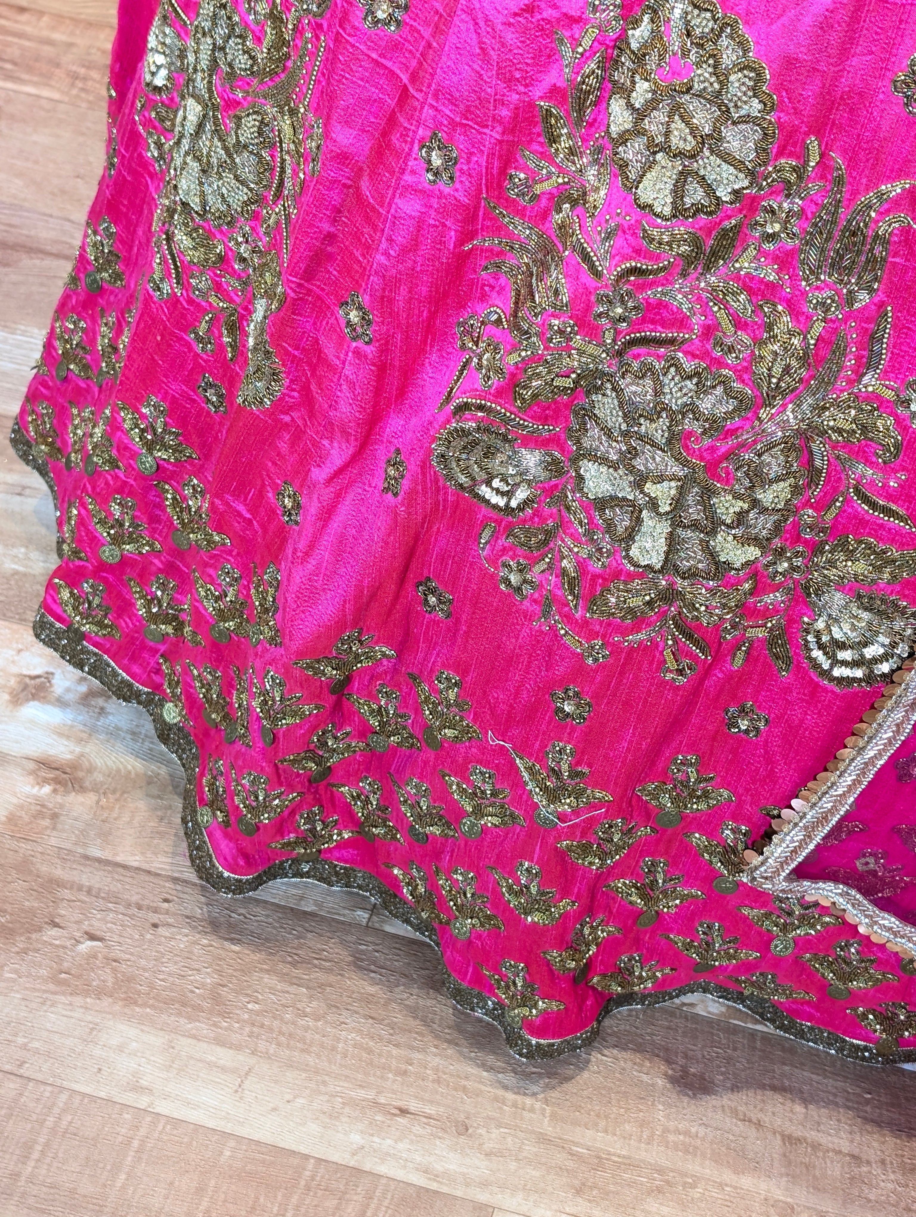 Heavy Hand Embroidered Lehanga Set - Rani Pink