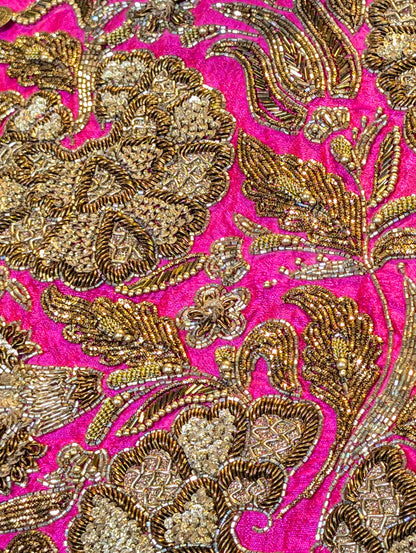 Heavy Hand Embroidered Lehanga Set - Rani Pink