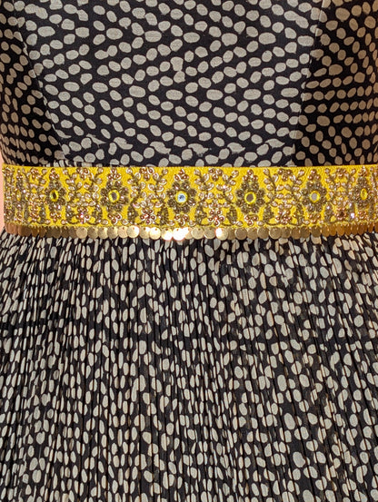 Elegant Black Anarkali with Mustard Yellow Border